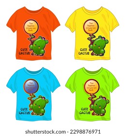 HAPPY AND CUTE CACTUS. T-SHIRT VECTOR ILLUSTRATOR