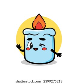 happy cute candle vector mascot. cute cartoon design character.
