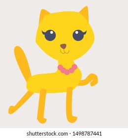 Happy cute cartoon cat going. Flat style.