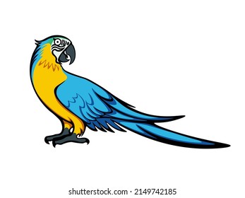 Happy cute cartoon macaw smiling