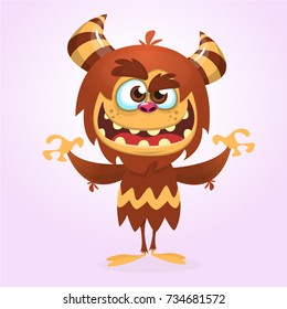 Happy cute cartoon monster. Vector illustration