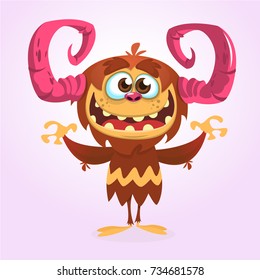 Happy cute cartoon monster. Vector illustration