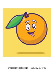 Happy cute cartoon orange vector illustration 