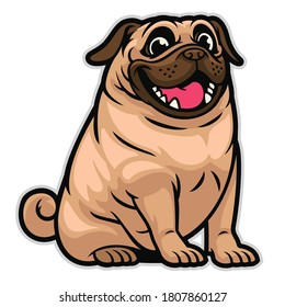 happy cute cartoon pug dog