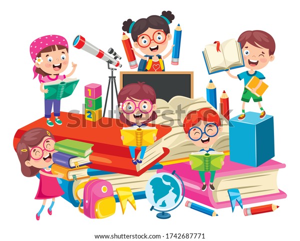 Happy Cute Cartoon School Children Stock Vector (Royalty Free ...