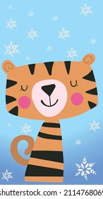 a happy and cute cartoon tiger
