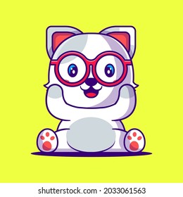 Happy Cute Cat Cartoon Illustration. Animal and Education Flat cartoon Style Concept