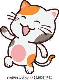 Happy Cute Cat Dancing Illustration