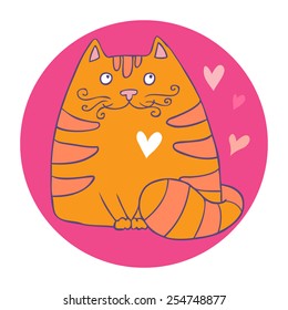 Happy cute cat icon