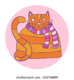 Happy cute cat icon