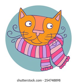 Happy cute cat icon