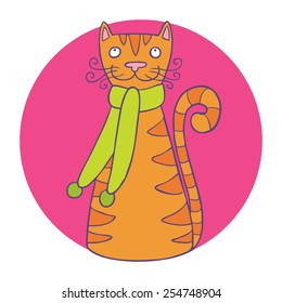 Happy cute cat icon