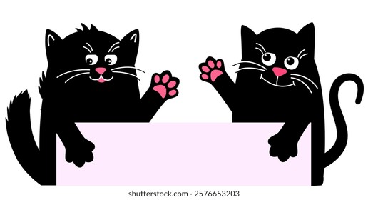 Happy  Cute cat is sitting with text.  A cozy house. Vector illustration in a flat style. For printing on cup, t-shirts or Greeting card. 