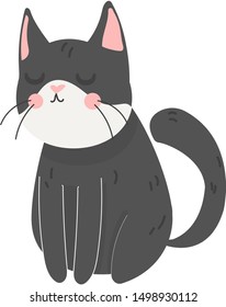 
Happy cute cat! vector illustration with funny kitten. flat illustration. gray pet