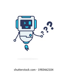 Happy cute character robot simple illustration character pose blue