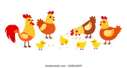 happy cute chicken farm poultry on village vector