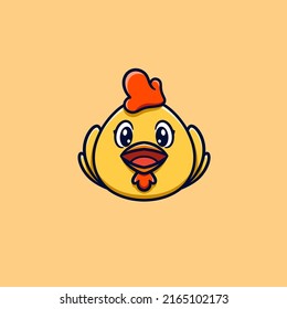 Happy cute chicks logo cartoon