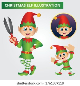 Happy Cute Christmas Elf Illustration