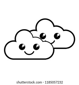 Happy cute clouds weather icon. Vector illustration design