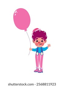 happy cute clown with balloon isolated