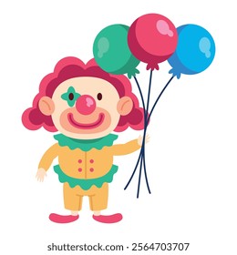 happy cute clown with balloons isolated