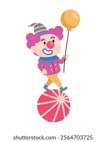 happy cute clown with balloons isolated