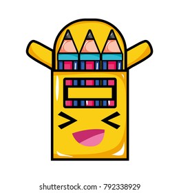 happy and cute colored pencil kawaii