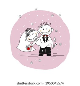 Happy cute couple just married