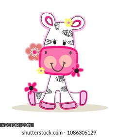 Happy Cute Cow Drawing Vector