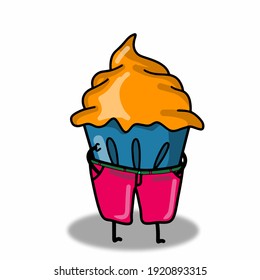 Happy cute cupcake character vector template design illustrator