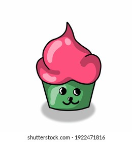Happy cute cupcake character vector template design illustrator