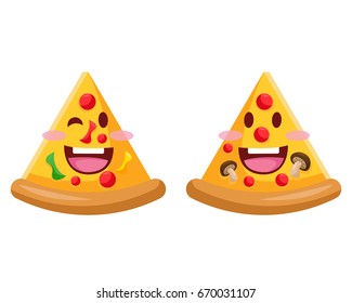 Happy Cute Delicious Food Meal Character Illustration - Pizza