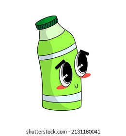 happy cute drink plastic bottle mascot face and eyes characters