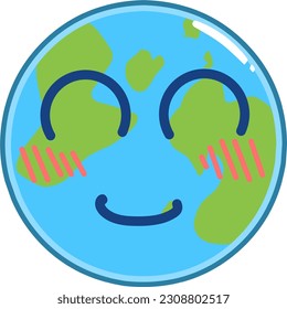 Happy cute Earth vector illustration. Perfect for showing love to our Earth.