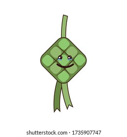Happy Cute Excited Expression of Ketupat Ramadan Eid Mubarak Vector Design