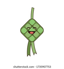 Happy Cute Excited Expression of Ketupat Ramadan Eid Mubarak Vector Design