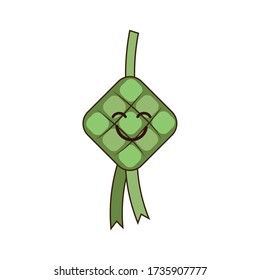 Happy Cute Excited Expression of Ketupat Ramadan Eid Mubarak Vector Design