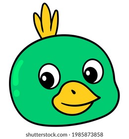 happy cute face little bird head, vector illustration carton emoticon. doodle icon drawing