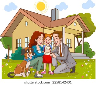 happy cute family cartoon vector