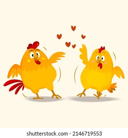 Happy cute family of chickens character vector illustration. Domestic cartoon animal farm ,poultry.