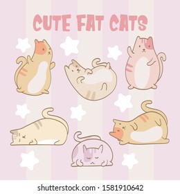 Happy Cute Fat Cats Set