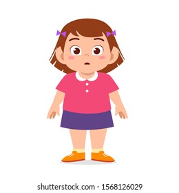 Happy Cute Fat Unhealthy Kid Girl Standing Vector