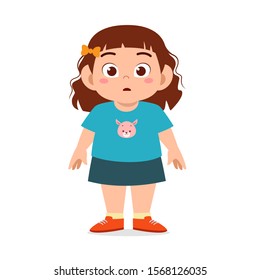 happy cute fat unhealthy kid girl standing vector