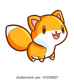 Happy Cute And Funny Smiling Fox Get Excited - Vector.