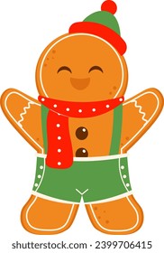 Happy Cute Gingerbread Man Illustration