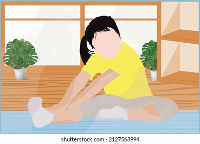happy cute girl doing exercise 