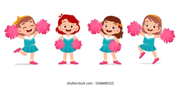 happy cute girl wear cheerleader cute uniform set