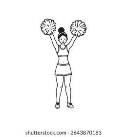 happy cute girl wear cheerleader cute uniform	