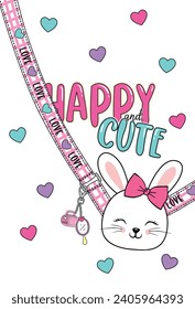 happy cute graphic tees for girl bunny