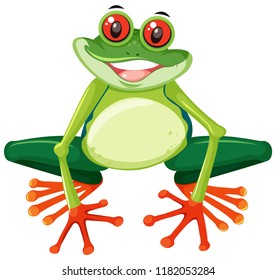 Happy cute green frog illustration